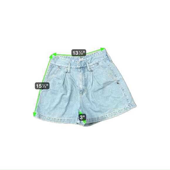 Vintage Grass Rags High Waist Denim Pleated Shorts Blue Size 9/10 Retro Summer - Picture 6 of 10